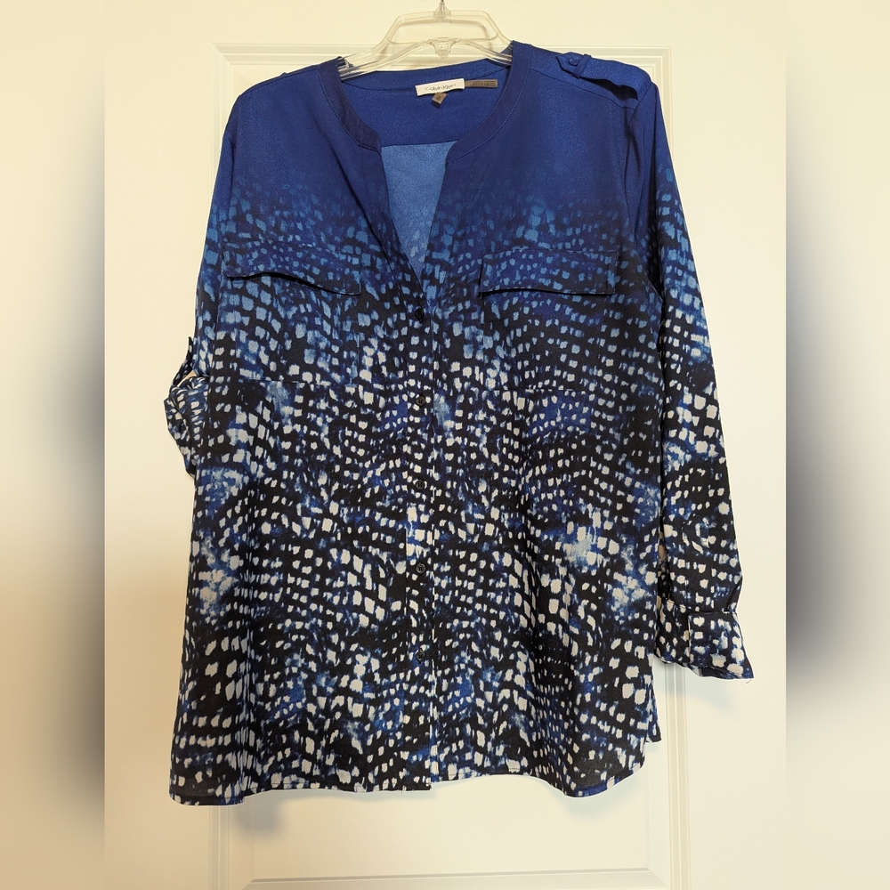 Calvin Klein Blue Ombre Dot-Print Tunic